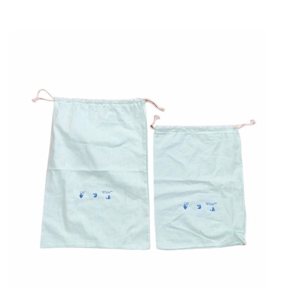 Off-White Set‎ Of 2 Blue Teal Storage Drawstring Dust Bags